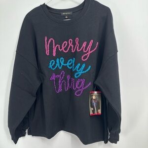 Merry Everything Holiday Sparkle Sweatshirt Sz XL NEW State Of Mine